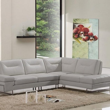 Modern Taupe Italian Leather Sectional Sofa