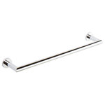 Ginger - 18" Towel Bar Polished Chrome - A minimalist aesthetic finds expression in the kubic collection. These bathroom accessories obtain their styling at the intersection of cylindrical and squared. perfectly round bars turn at precisely angled corners and finish with mounting hardware in a disk shape. the result is a collection with incredibly clean lines and simple yet interesting decorative features
