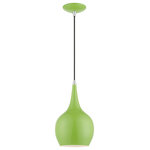 Livex Lighting - Andes 1 Light Shiny Apple Green With Polished Chrome Accents Mini Pendant - The Andes mini pendant features a modern, minimal look. It is shown in a chic shiny apple green finish shade with a shiny white finish inside and polished chrome finish accents.