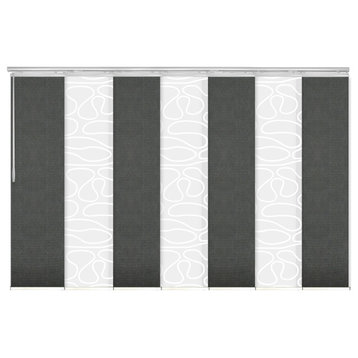 Calisto-Koala Gray 7-Panel Track Extendable Vertical Blinds 110-153"x94", White Track
