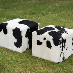 Cowhide Cube Ottomans - Footstools And Ottomans