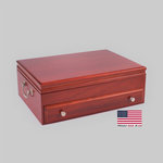 American Chest Co - #F01M Bounty Flatware Chest, Solid American Cherry; Heritage Cherry finish, Heri - #F01M Bounty Flatware Chest, Solid American Cherry Hardwood with Rich Mahogany Finish & Anti-Tarnish Lining.  Holds up to 180 pieces, service for 24, including 24 knives, 24 dinner forks, 12 salad forks, 12 tablespoons, 12 teaspoons & 12 butter spreaders.