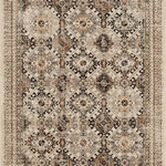 Karastan Rugs - Karastan Rugs Savoy Beige 5'3"x7'10" Area Rug - Vibrant accents of coral and pale green pop amidst a cool neutral palette of gray, beige and black in the classic vintage inspired motif of Karastan's Savoy Area Rug. This debut of the Estate Collection combines modern conscious construction techniques with the lavish design details synonymous with Karastan's legacy for timeless traditional styles. Ideal for elegant entryways, luxurious living rooms, beautiful bedrooms, opulent offices and more, the area rugs of this collection are woven with Karastan's exclusive eco-friendly EverStrand, a premium recycled synthetic yarn created from post-consumer plastic water bottles. Silky-soft to the touch, this sustainable style is also durably designed to be wear and stain resistant.