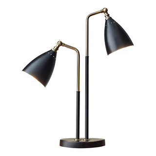 Chelsea 1 Light Desk Lamp, Black With Antique Brass - Transitional - Desk  Lamps - by Lighting New York | Houzz