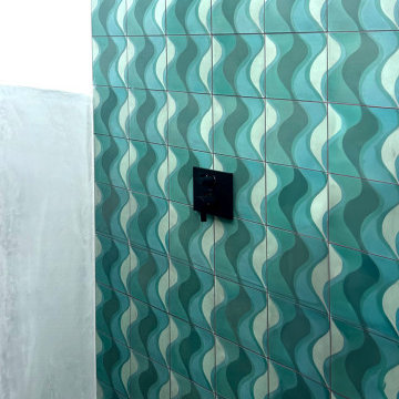 Roslyn's Shower Featuring Trina Turk Capri Cement Tiles