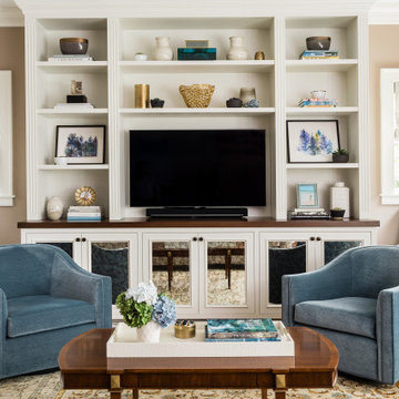 Tailored Transitional Family Room Brookline