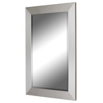Hitchcock Butterfield - Aosta Silver Wall Mirror, 17"x35" - The Urban Metro mirror brings functional brilliance to any modern or transitional decor. This mirror's brushed satin nickel finish creates a chic feel that complements nickel finish bathroom hardware or any other contemporary setting with utmost elegance. The Urban Metro mirror is a modern mirror that is designed with clean lines and striking beauty. Adorn your powder room or any other minimalist, modern or transitional living space with this standout mirror.