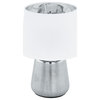 Manalba 1 Table Lamp, Silver, White Exterior With Silver Interior Fabric Shade