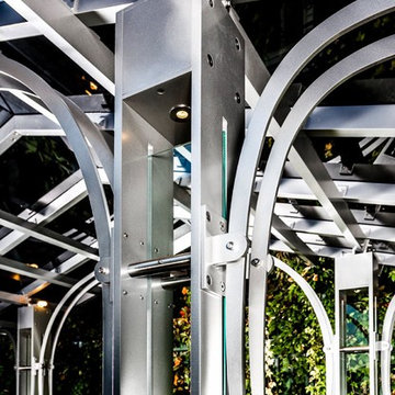 All glass & Aluminum Pergola w/Backlit LED Lighting