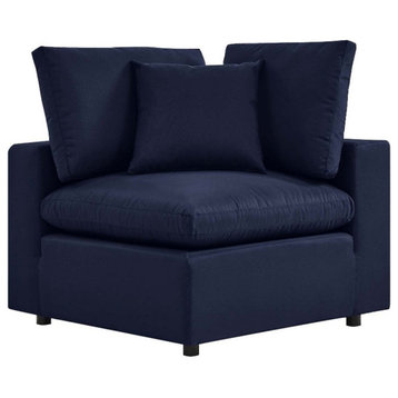 Modway Commix Modern Fabric Overstuffed Outdoor Patio Corner Chair in Navy