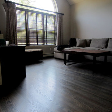 NESCONSET: RED OAK REFINISHED WITH DRIFTWOOD STAIN + 3 COATS TRAFFIC HD SATIN