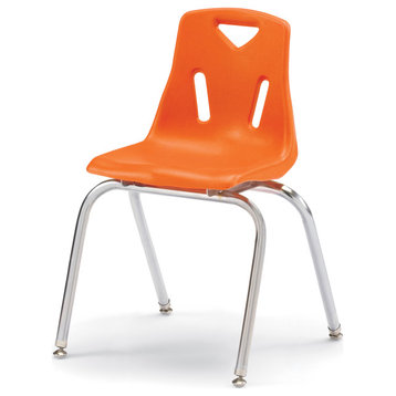 Berries Stacking Chair with Chrome-Plated Legs - 18" Ht - Orange