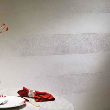 Dining room with light Venetian plaster stripes