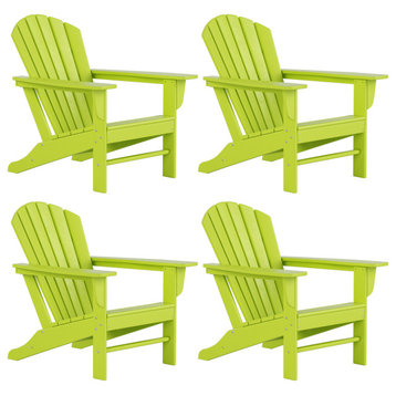 WestinTrends 4PC Outdoor Patio Adirondack Chair Set, Fire Pit Chairs, Lime