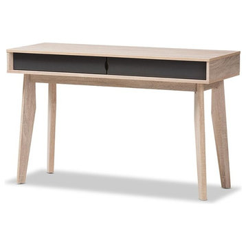 Fella Mid-Century Modern 2-Drawer Oak and Gray Wood Study Desk