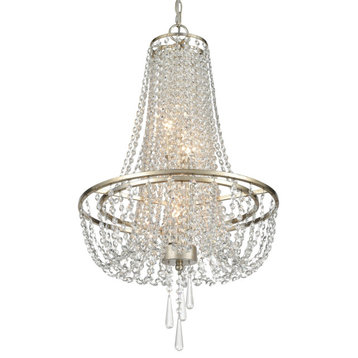 Arcadia 4-Light 32" Chandelier in Antique Silver with Clear Hand Cut Crystals