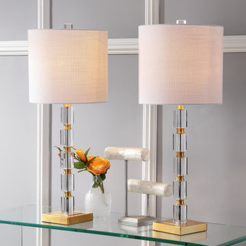 Claire 28.5" Crystal Table Lamp, Brass, Set of 2
