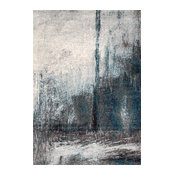 Midnight Fog Abstract Area Rugs, Gray, 6'7"x9'