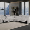 Marco-7-Piece, 3-Power Reclining Italian Leather Sectional, Light Gray