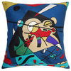 Kandinsky Pillow Cover Blue Harmony Modern Chair Pillowcase Wool 18x18