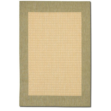 Couristan Recife Checkered Field Natural/Green Indoor/Outdoor Rug, 7'6" Square