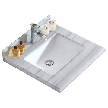 White Stripes Countertop - 24" - Single Hole with Rectangle Sink