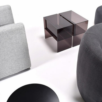 Modern Glass and Lucite Side End Tables