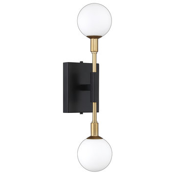 Ambience 2 Light Black and Brass Wall Sconce