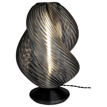 13.5" Mid-Century Coastal Plant-Based PLA 3D Printed Dimmable LED Table Lamp, Black