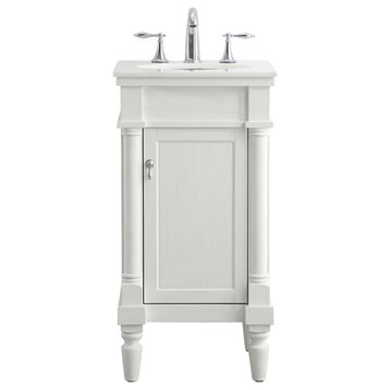 Elegant 18" Single Bathroom Vanity in Antique White
