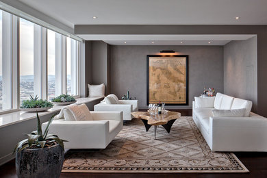 Inspiration for a contemporary living room remodel in San Francisco with gray walls