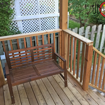 Cedar Deck and Fence Wood Privacy Wall and Wood Spindle Railings