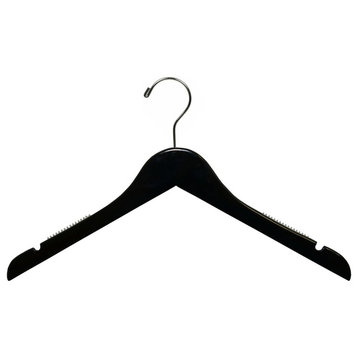 Black Petite Top Hanger With Notches and Inset Rubber Strips, Box of 100