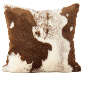 Poly Filled Urban Faux Cowhide Throw Pillow, 22"x22", Brown