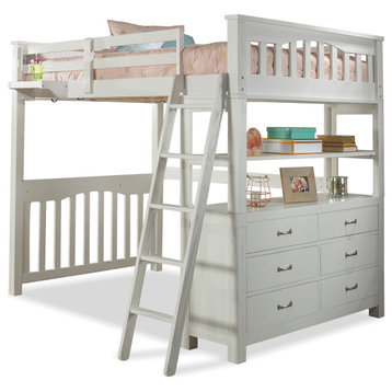 Hillsdale Highlands Wood Loft Bed With Hanging Nightstand, Full Loft Bed