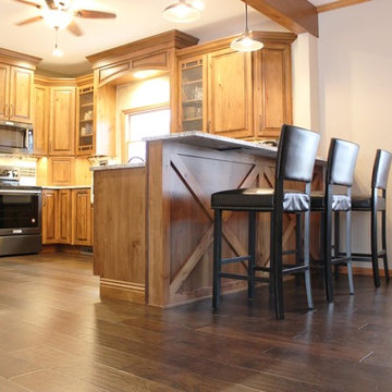 Rural Kewanee Kitchen Remodel With Rustic Beech Cabinets and White Sand Granite