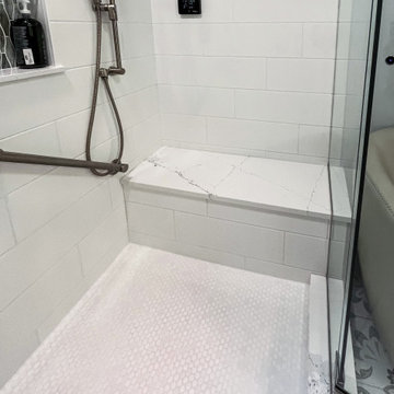 Gray Bathroom with Custom Artic White SteamSpa Shower