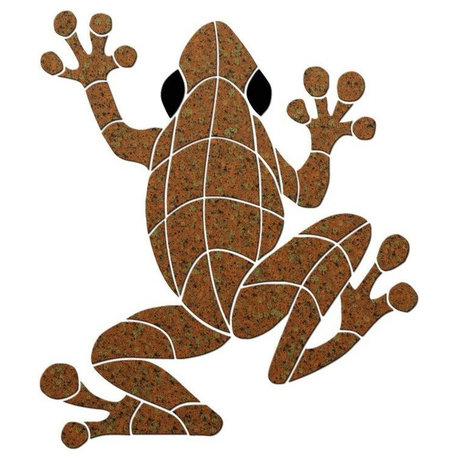 Large Frog Ceramic Swimming Pool Mosaic 24"x21", Dark Brown