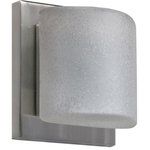 Besa Lighting - Besa Lighting 1WS-7873ST-LED-SN Paolo - 5.5 Inch 5W 1 LED Mini Wall Sconce - Canopy Included: Yes  Canopy DiPaolo 5.5 Inch 5W 1  Chrome Stucco GlassUL: Suitable for damp locations Energy Star Qualified: n/a ADA Certified: YES  *Number of Lights: 1-*Wattage:5w Halogen bulb(s) *Bulb Included:Yes *Bulb Type:Halogen *Finish Type:Bronze
