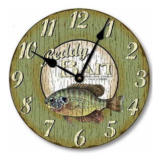Vintage-Style Retro-Style Rustic Fish Clock - Rustic - Wall Clocks
