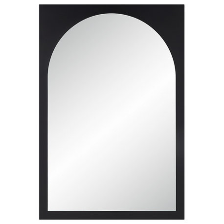 Bilzen 36" Tall Rectangular Arch Mirror, Matte Black