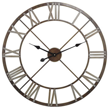 Open Centre Iron Wall Clock, Gray/Bronze