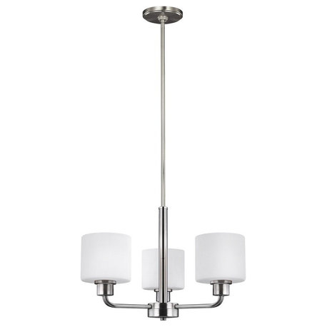 9.5W Three Light Chandelier-Brushed Nickel Finish-Incandescent Lamping Type