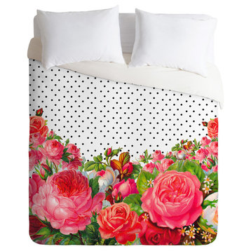 Deny Designs Allyson Johnson Bold Floral And Dots Duvet Cover, Lightweight