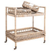 Safavieh Ambrose 2 Tier Rattan Bar Cart, Gray Wash/Antique Brass