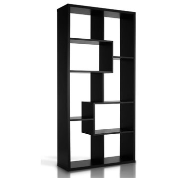 Furniture of America Adeo Contemporary Wood 10-Shelf Bookcase in Black