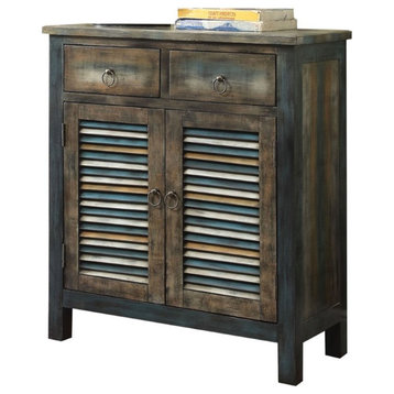 Bowery Hill Console Table in Antique Oak and Teal