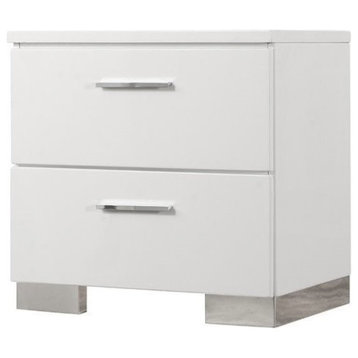 Coaster Felicity Contemporary 2-Drawer Wood Nightstand in White