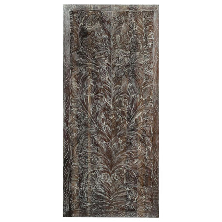 Consigned Tree of Life Carved Sliding Barn Door Vintage Wall Panel 80