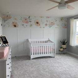 Nursery Removable Wall Murals, Nursery Wall Mural, Pink Flower Decal, Removable - Wall Accents